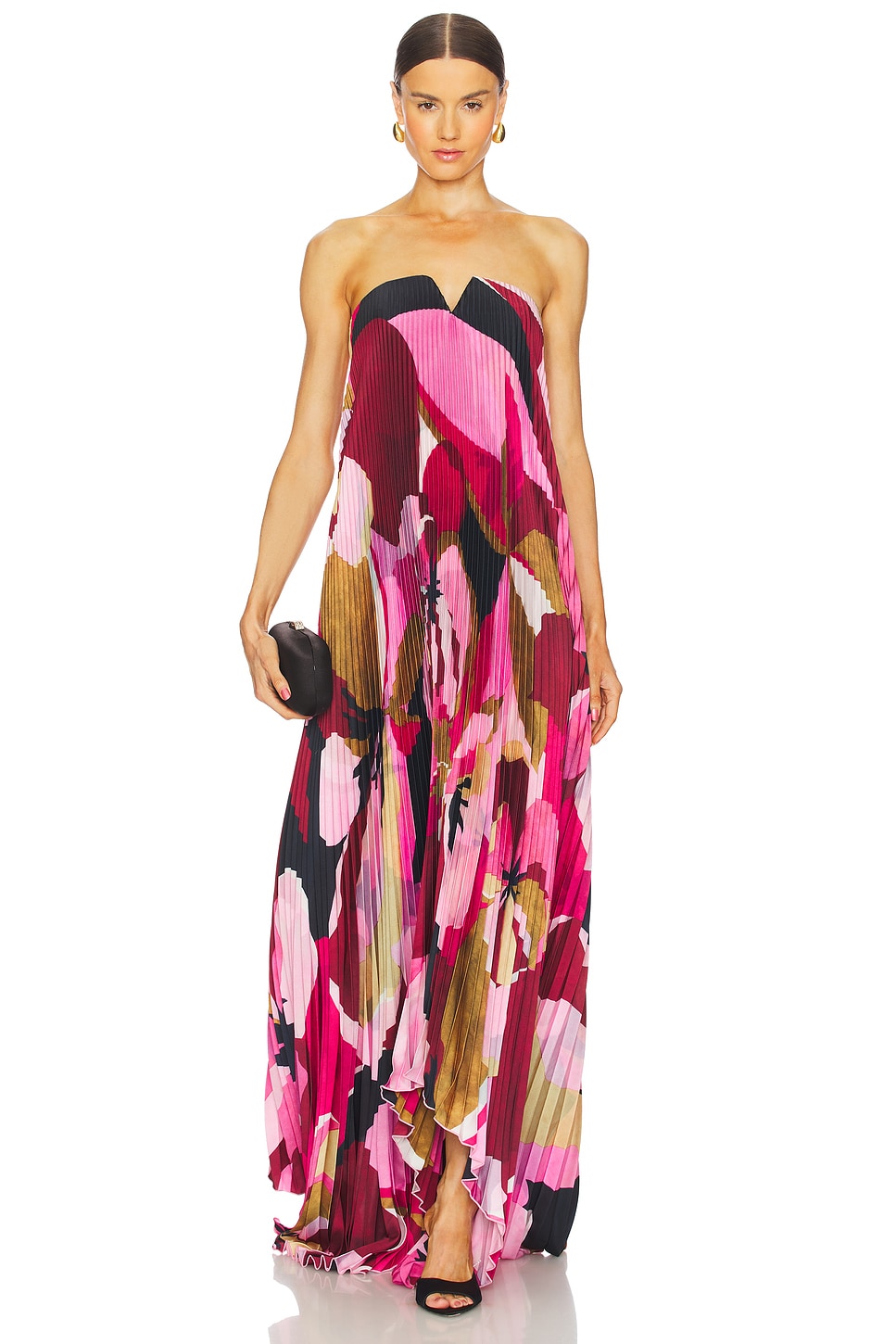 x REVOLVE Black Tie Gown in Capri Print Pink