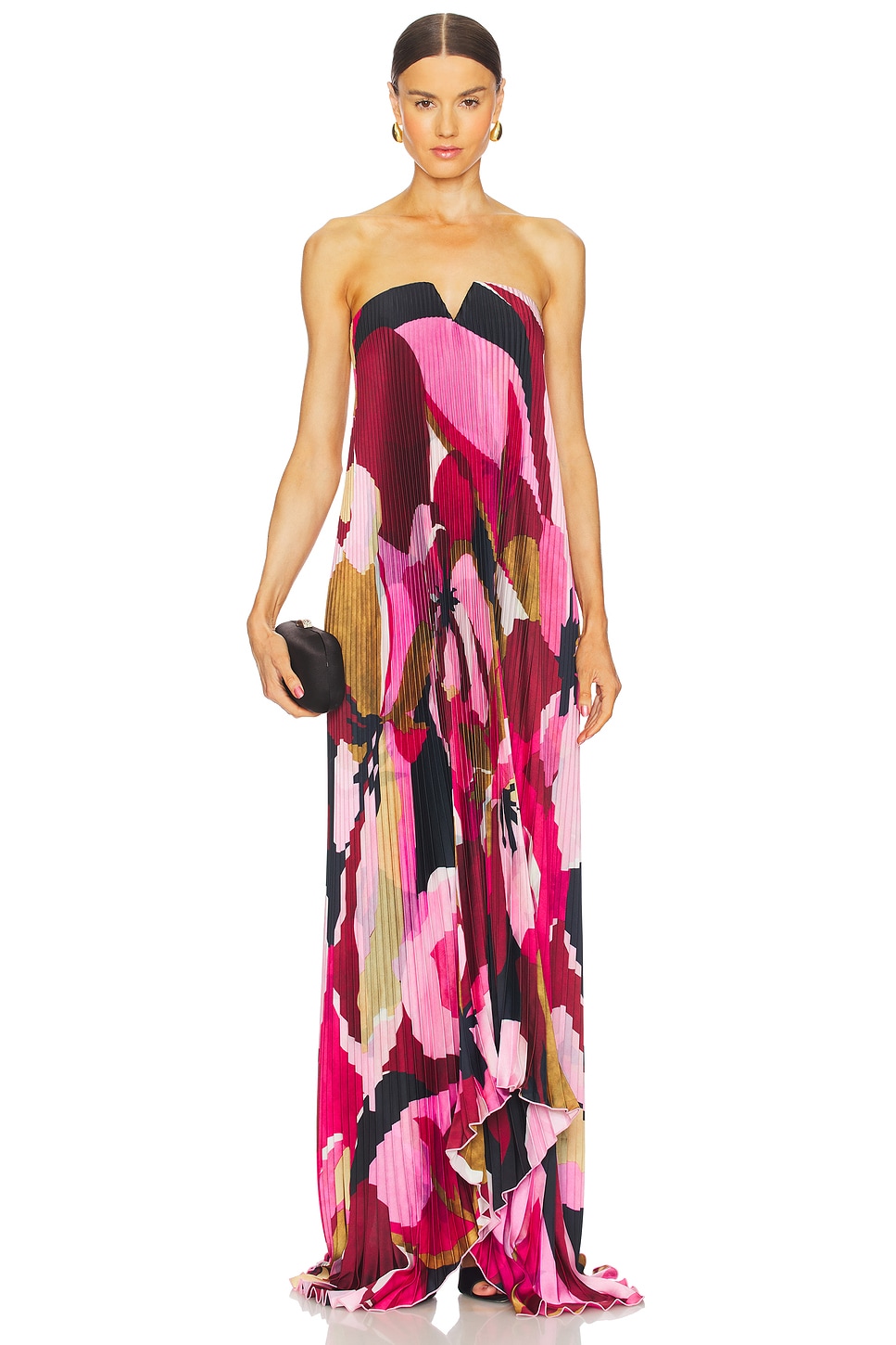 x REVOLVE Black Tie Gown in Capri Print Pink