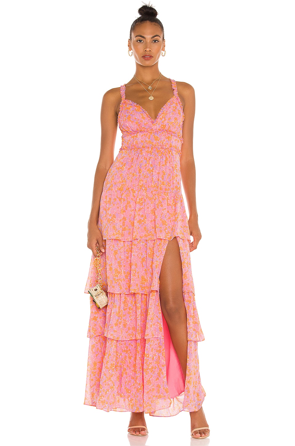 LIKELY Athena Maxi Dress in Pink Multi ...