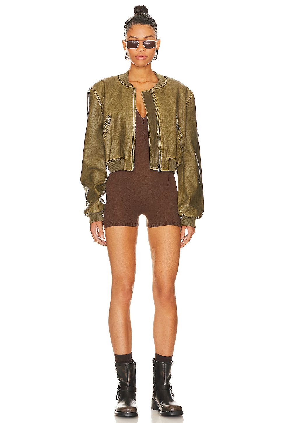 LIONESS - OVERSIZED MOTO VEGAN LEATHER JACKET / SIZE