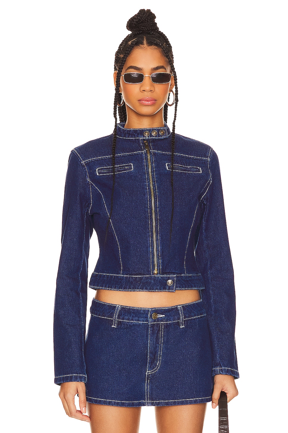 LIONESS CHAQUETA MOTO BELLA en Blue Denim | REVOLVE