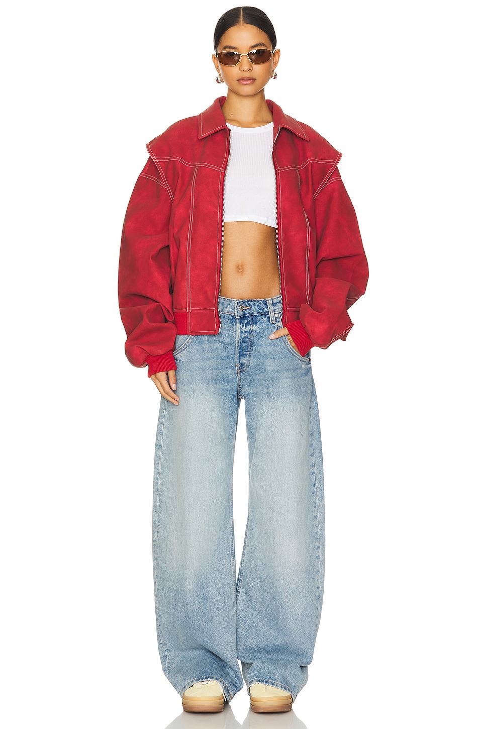 LIONESS Vista Bomber Jacket in Crimson | REVOLVE