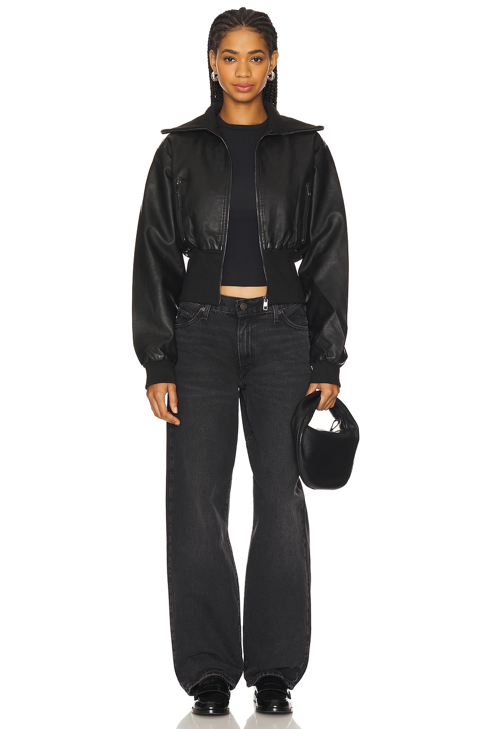 LIONESS - OVERSIZED MOTO VEGAN LEATHER JACKET / SIZE