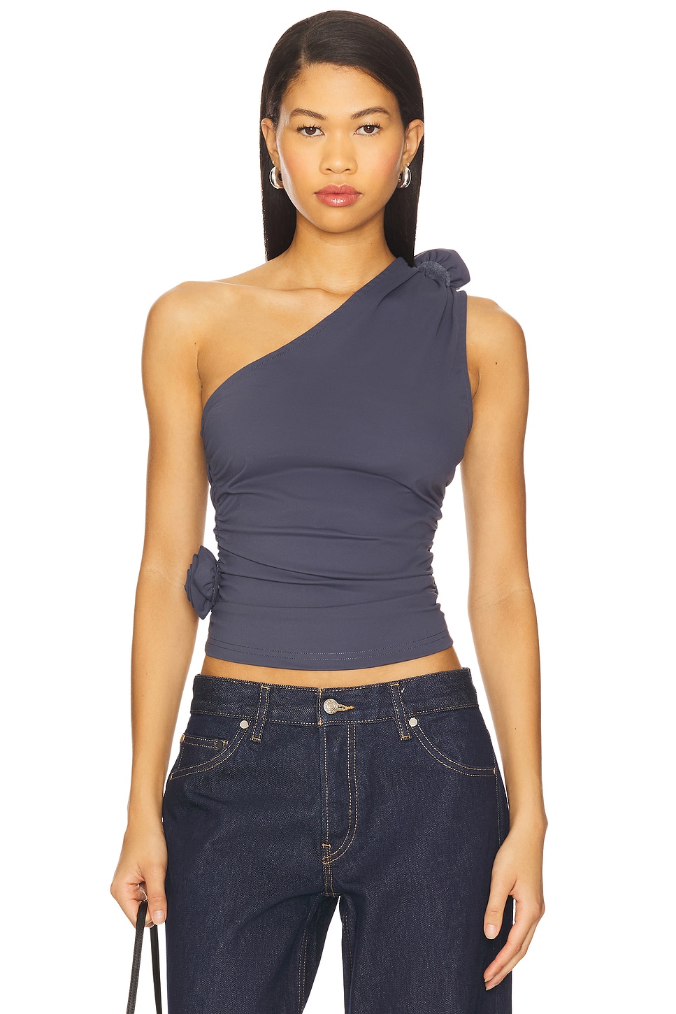 売れ筋商品|||ライオネス カットソー トップス レディース Women's Rendevouz One-Shoulder Top Deep Sea LIONESS Rendezvous One Shoulder Top in Deep Sea | REVOLVE