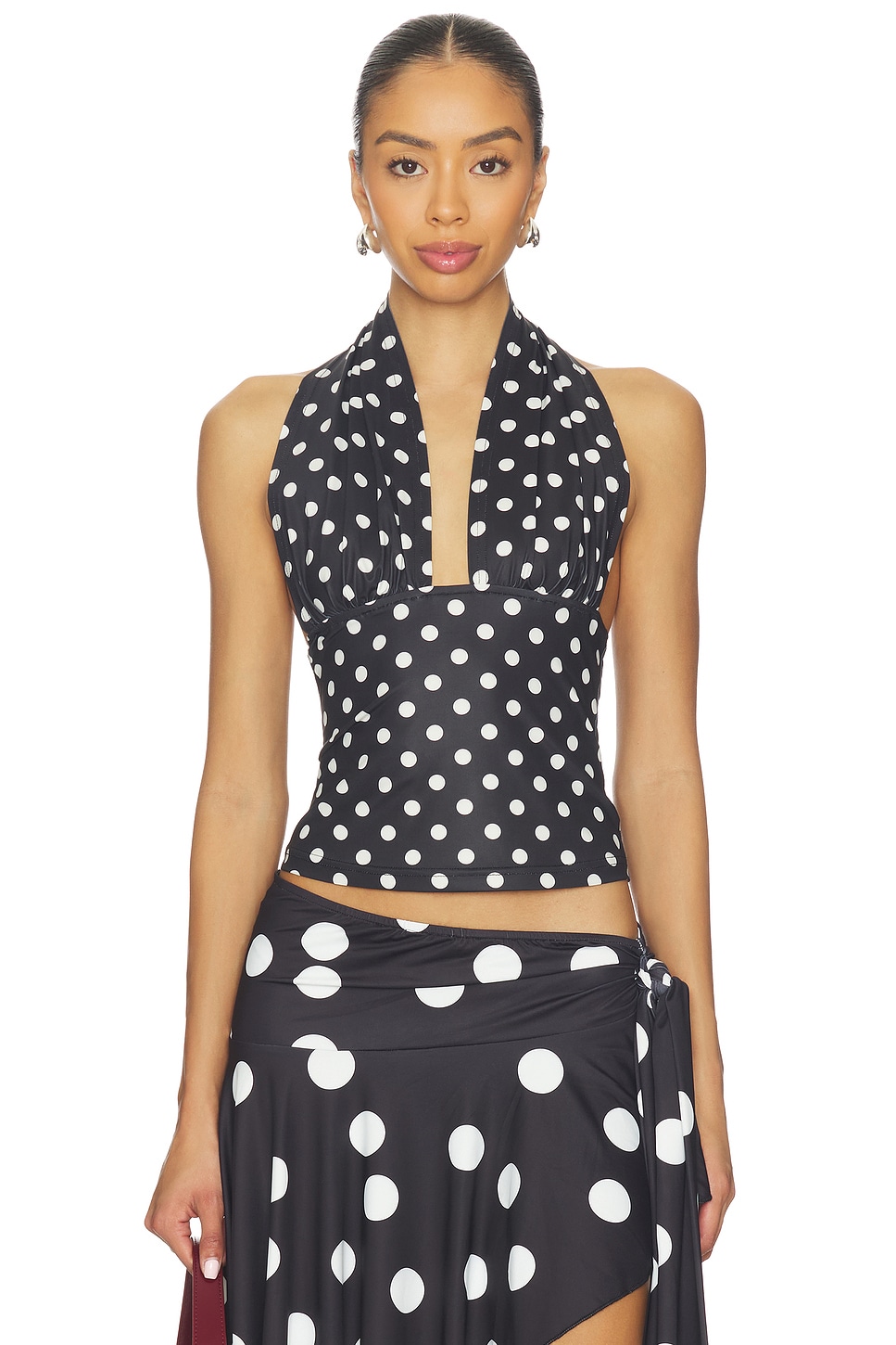 LIONESS Safari Halter Top in Noir Polka | REVOLVE