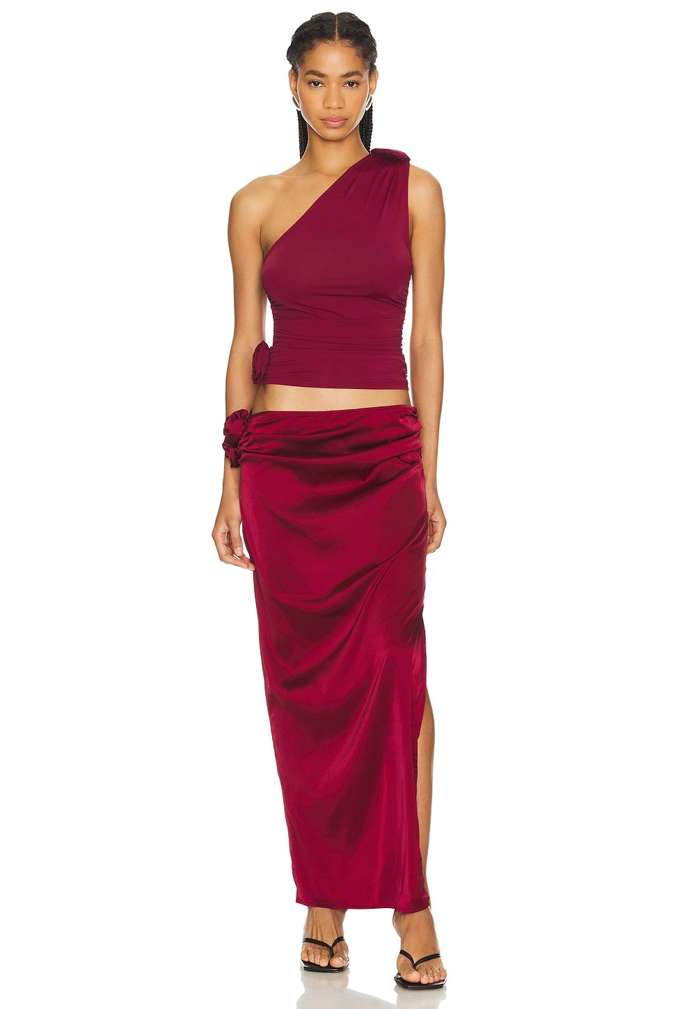 Lioness Rendezvous One Shoulder Top in Garnet Plush