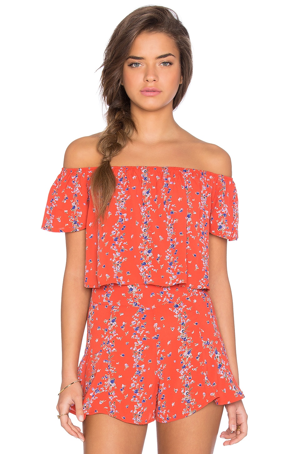 Lisakai CoCo Floral Crop Top in Red Print