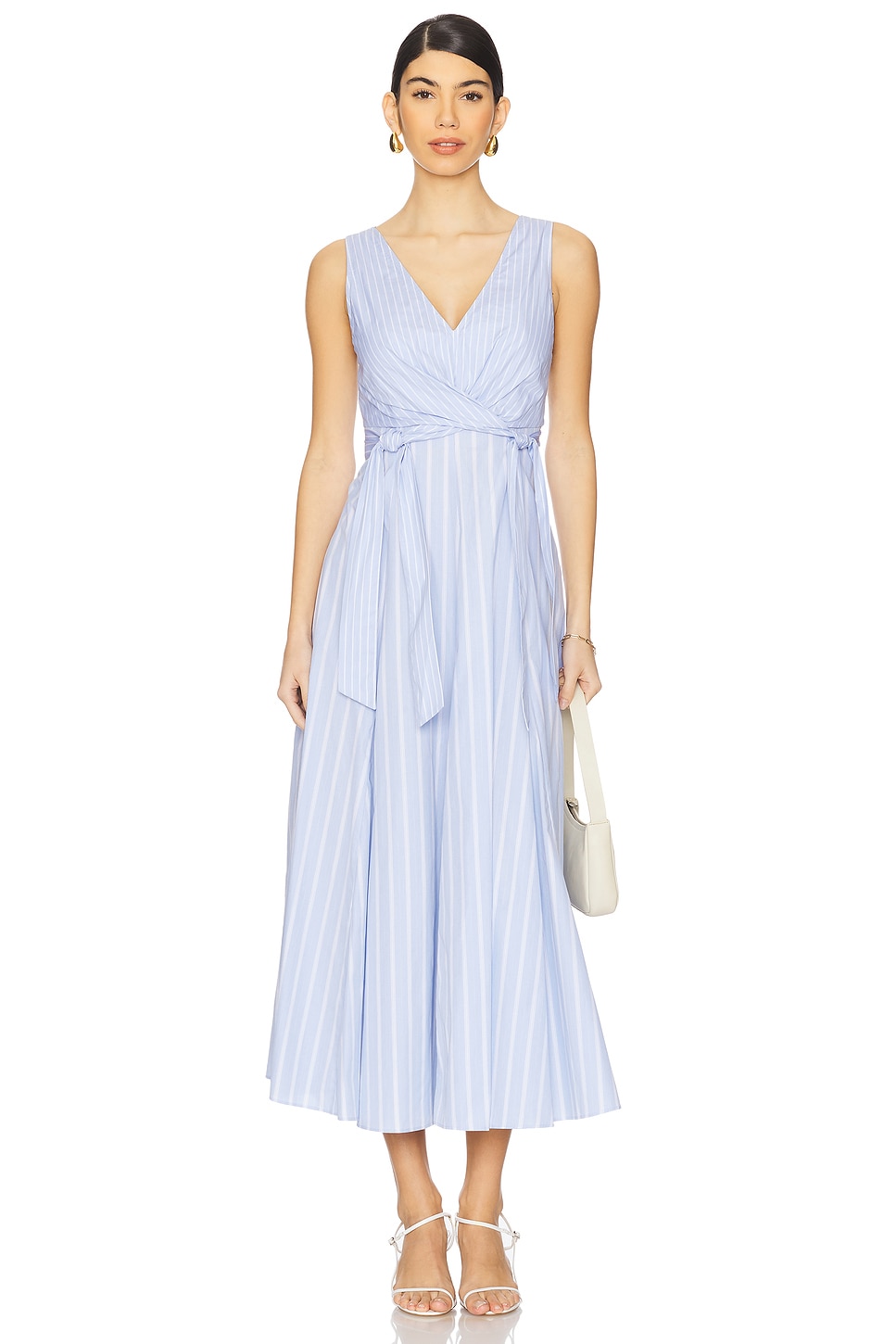 La Ligne Dress With Godets in Light Blue & White | REVOLVE