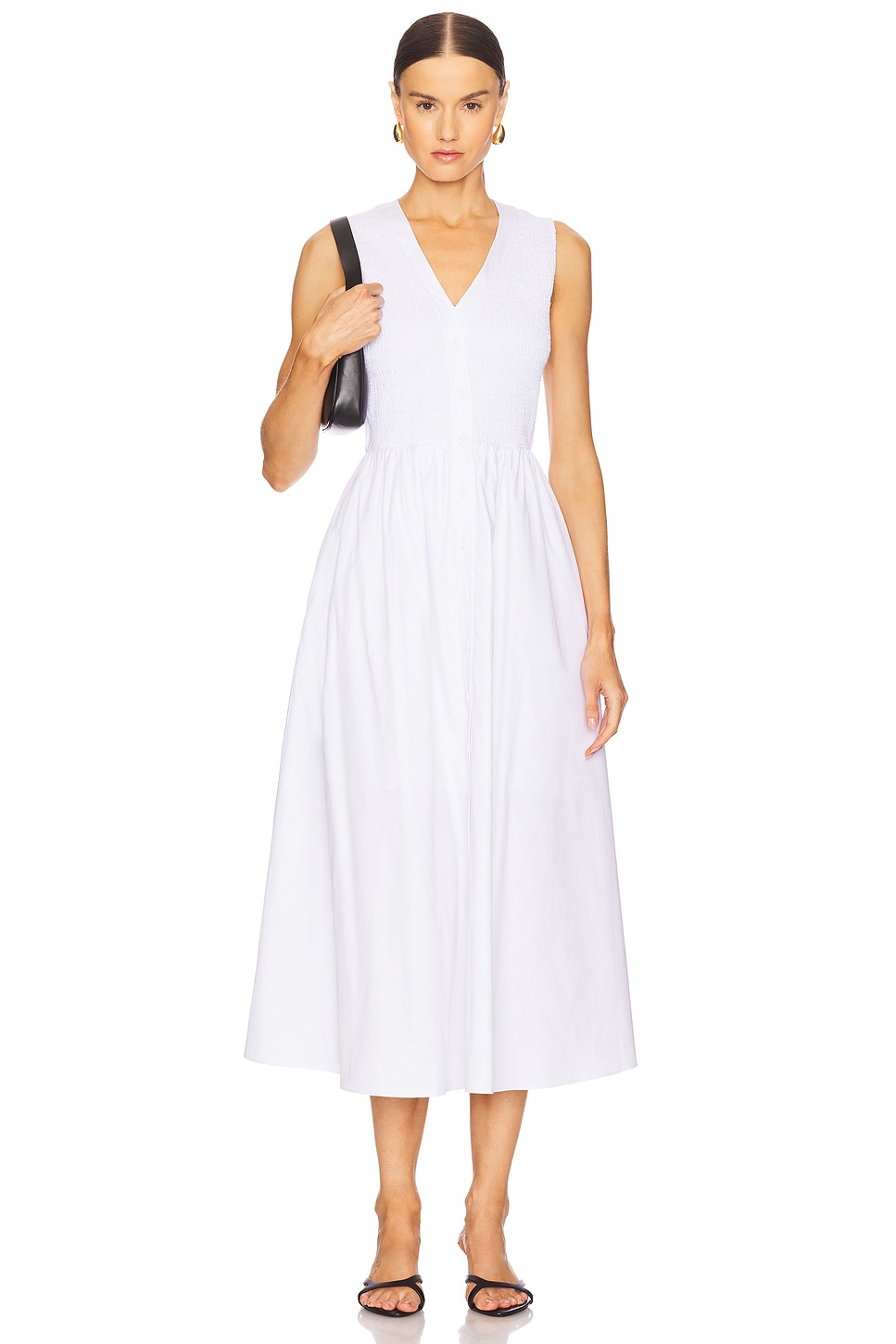 white poplin dress Women's White Cotton Poplin Maxi Shirt Dress + Belt