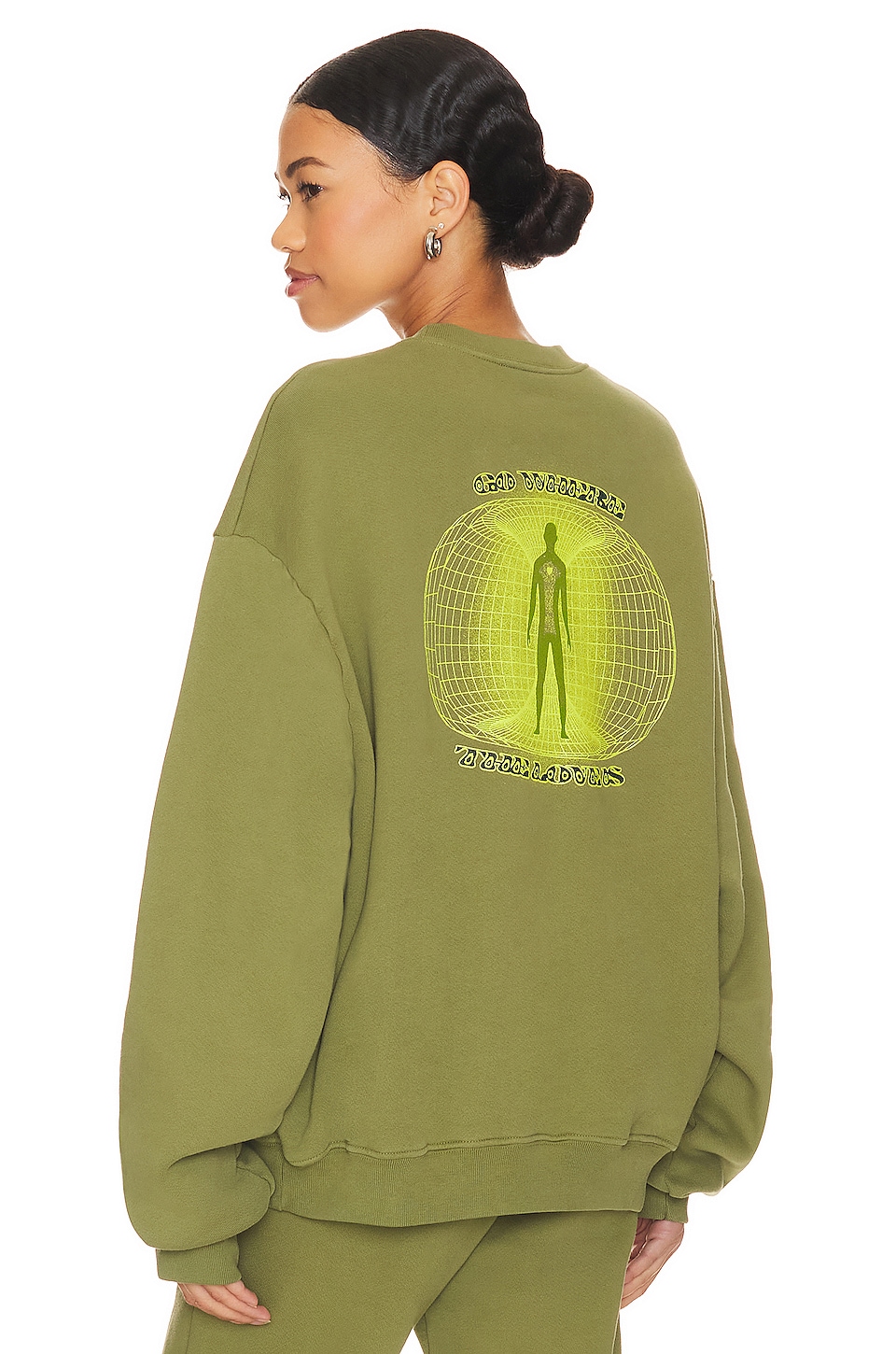 Local Love Club Go Where The Love Is Crewneck Hoodie in Olive