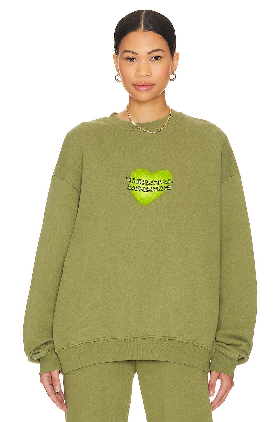 Local Love Club Go Where The Love Is Crewneck Hoodie in Olive