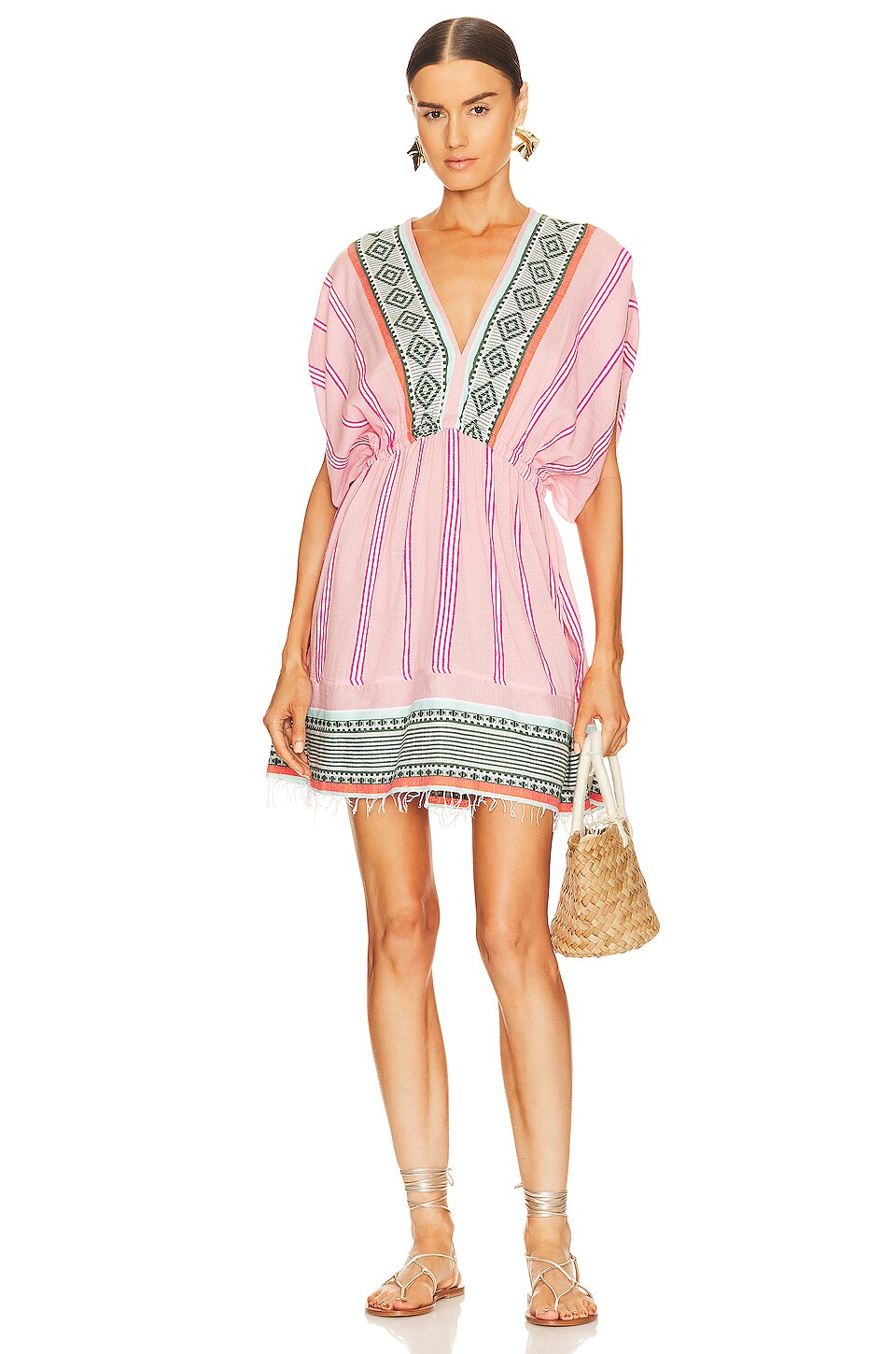 Lemlem Rosa Short Plunge Neck Dress