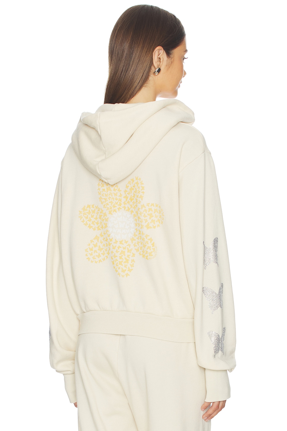 Butterfly Daisy Crop Zip Hoodie