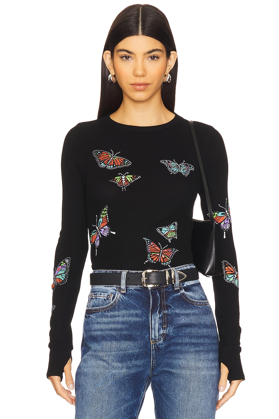 Lauren Moshi Mckinley Vintage Butterflies Thermal Top