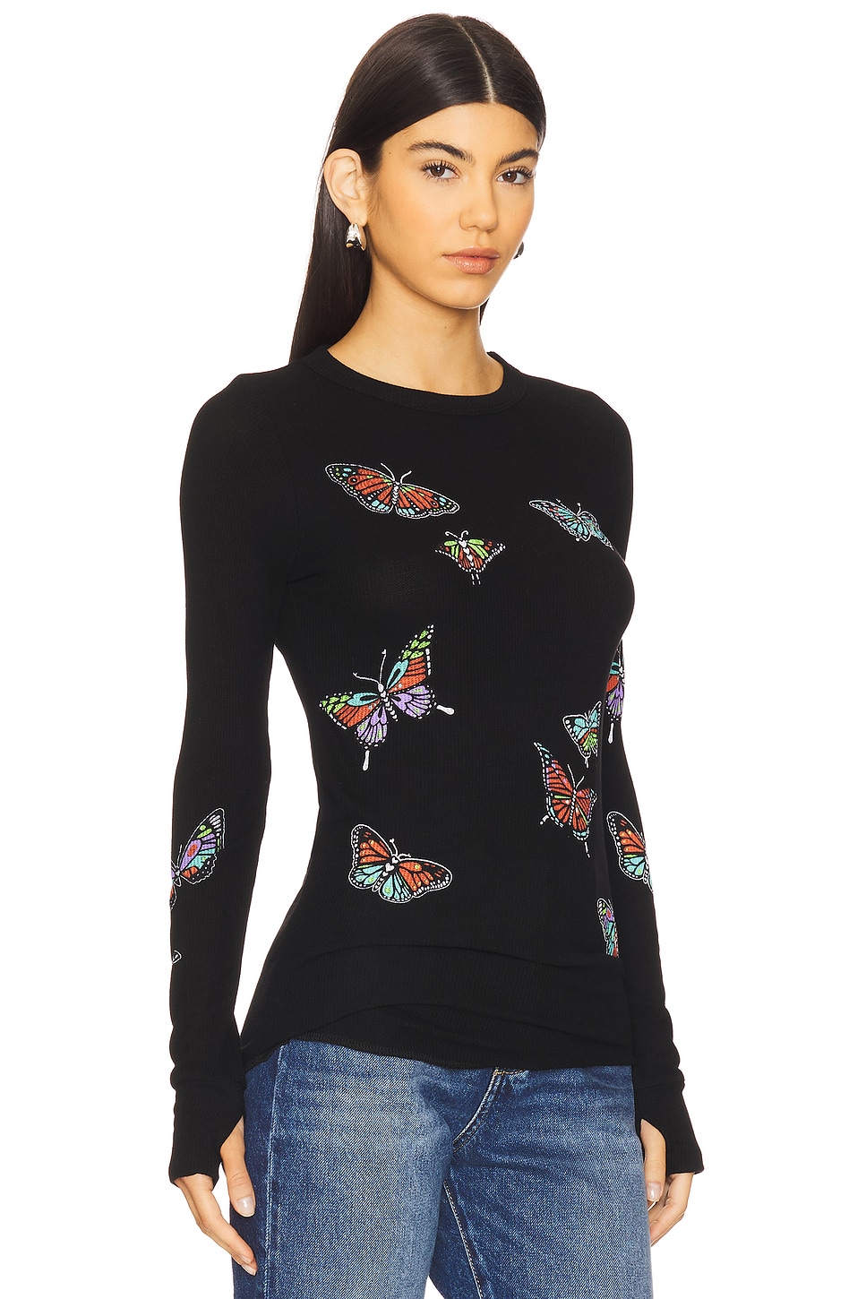 Lauren Moshi Mckinley Vintage Butterflies Thermal Top thumbnail