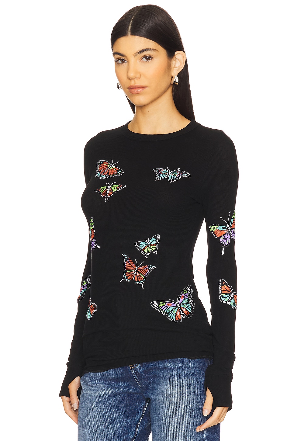 Lauren Moshi Mckinley Vintage Butterflies Thermal Top thumbnail