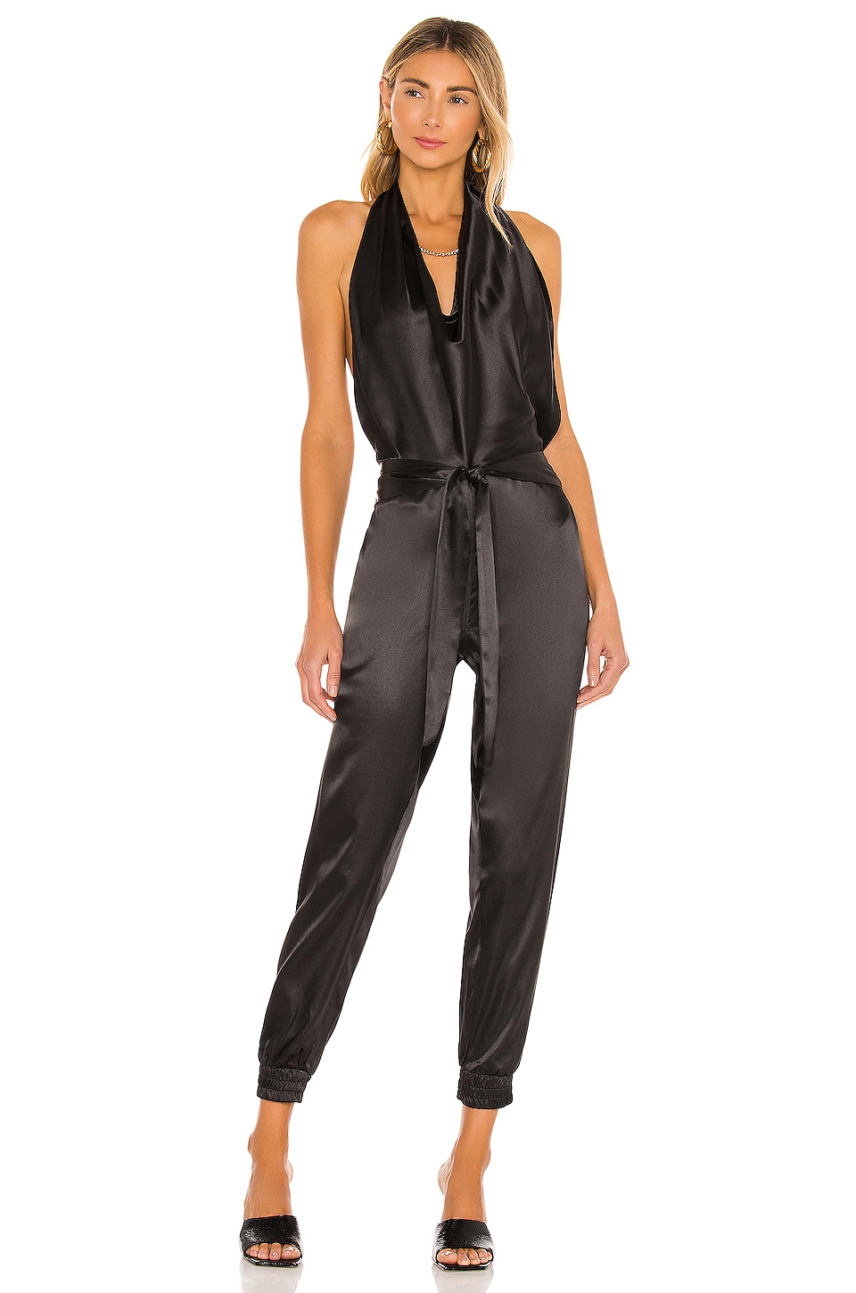 LNA Silk Open Back Jumpsuit in Black | REVOLVE