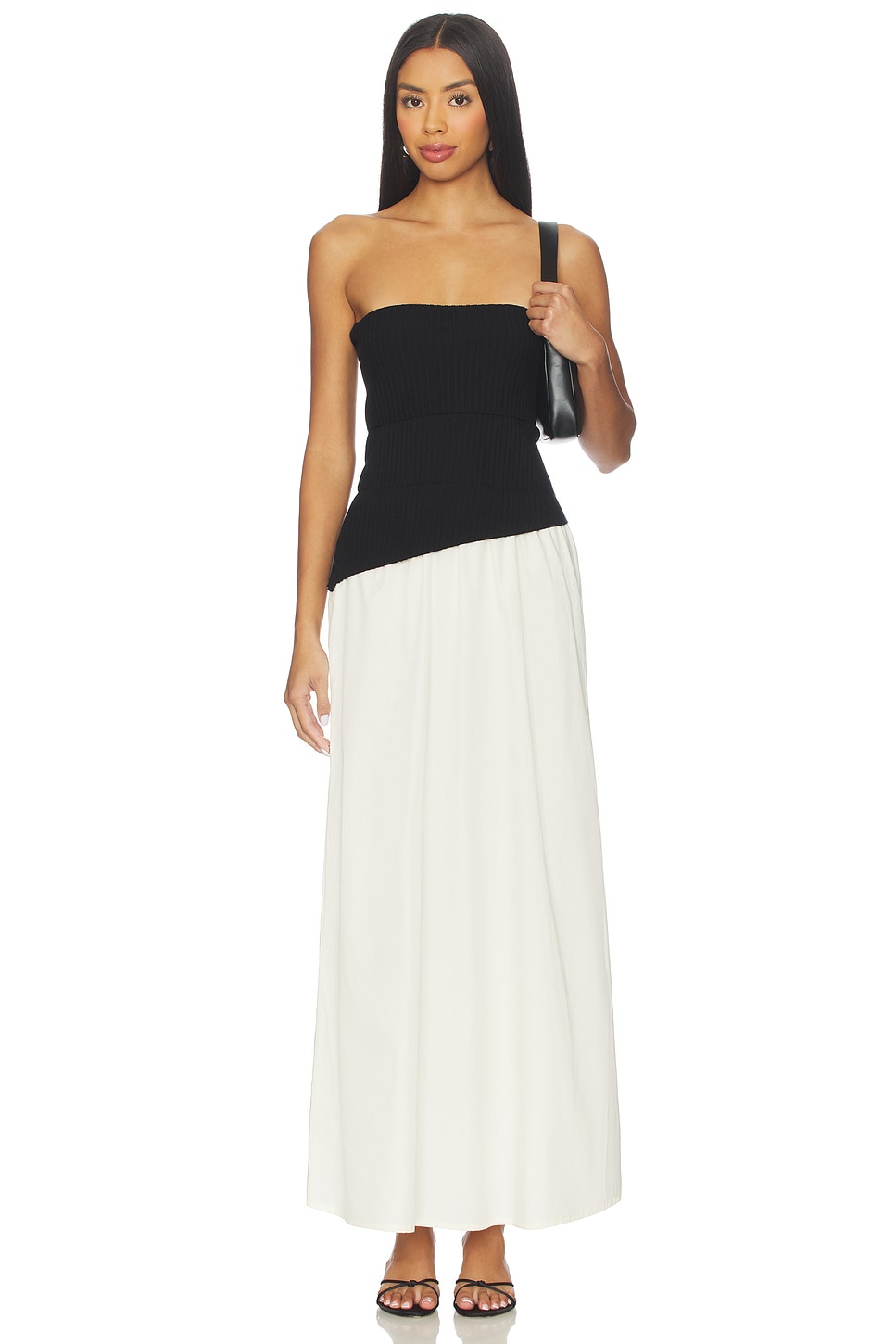 black and cream strapless dress Classic Charm Strapless Maxi Dress