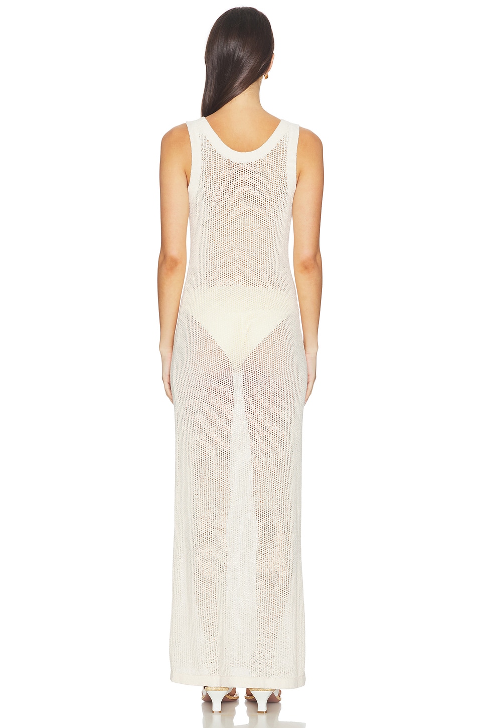 ivory tank dress LNA Tyler Open Knit in broken-from-other
