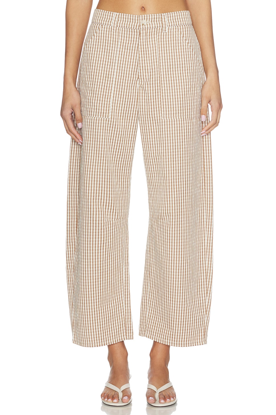 LNA Cross Creek Check Pant in Brown Check | REVOLVE