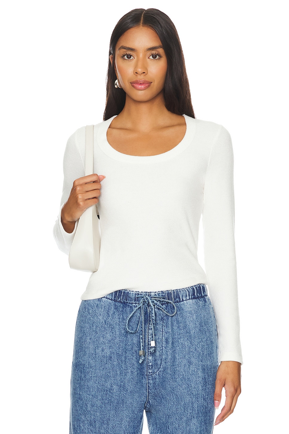 Crown Waffle Scoop Long Sleeve Top