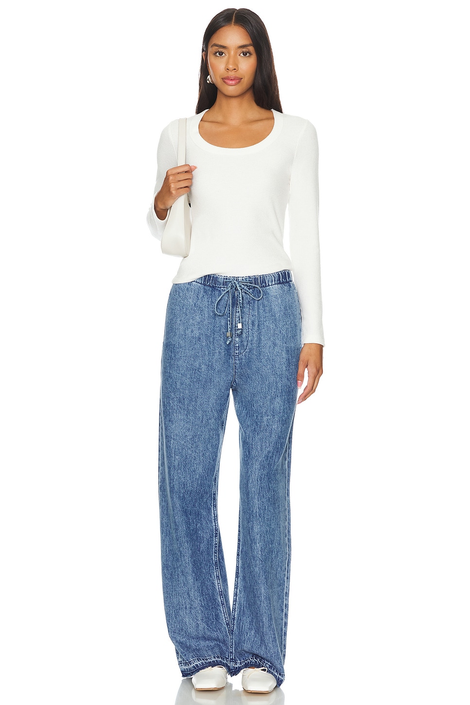 Crown Waffle Scoop Long Sleeve Top