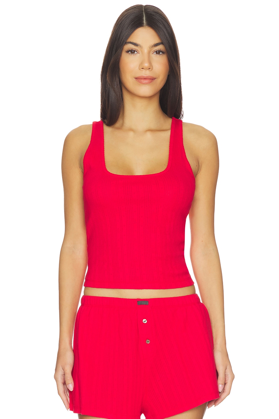 Pointelle Scoop Neck Tank