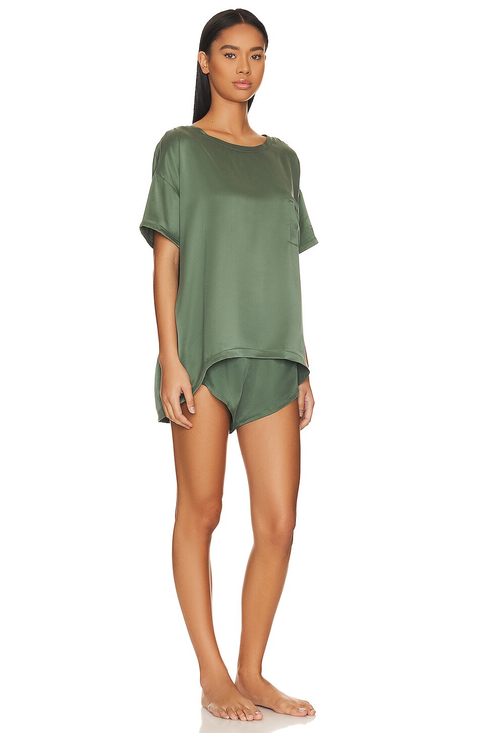 LUNYA Washable Silk Tee Set in Drowsy Olive