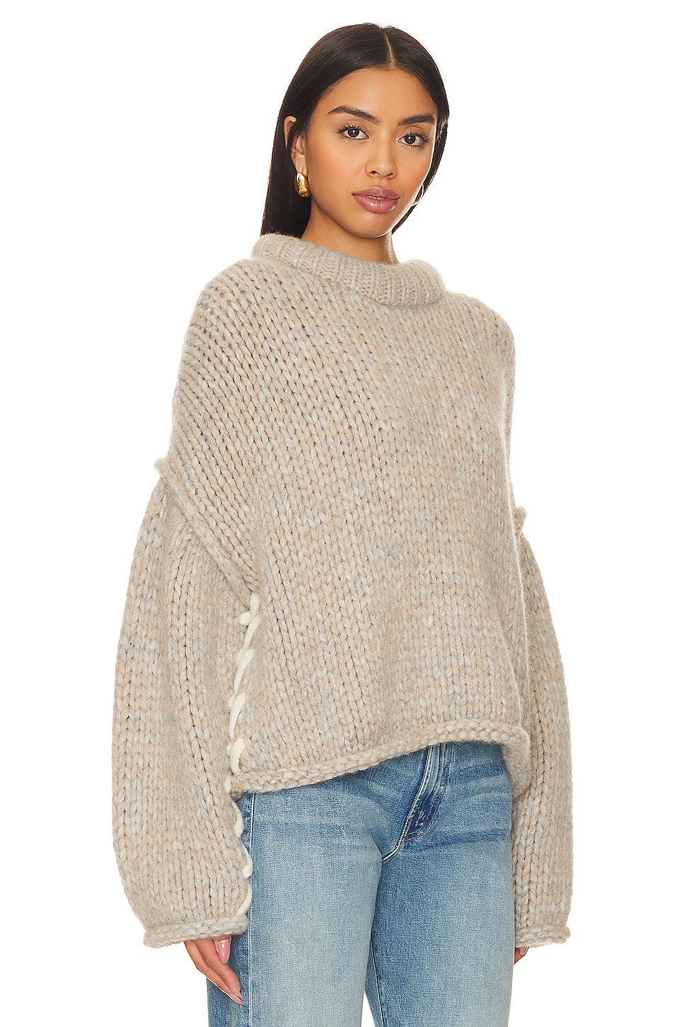 Wool Pull LUNYA Lofty Wool Whip Stitch Pullover Sweater in Toasted Marl | REVOLVE
