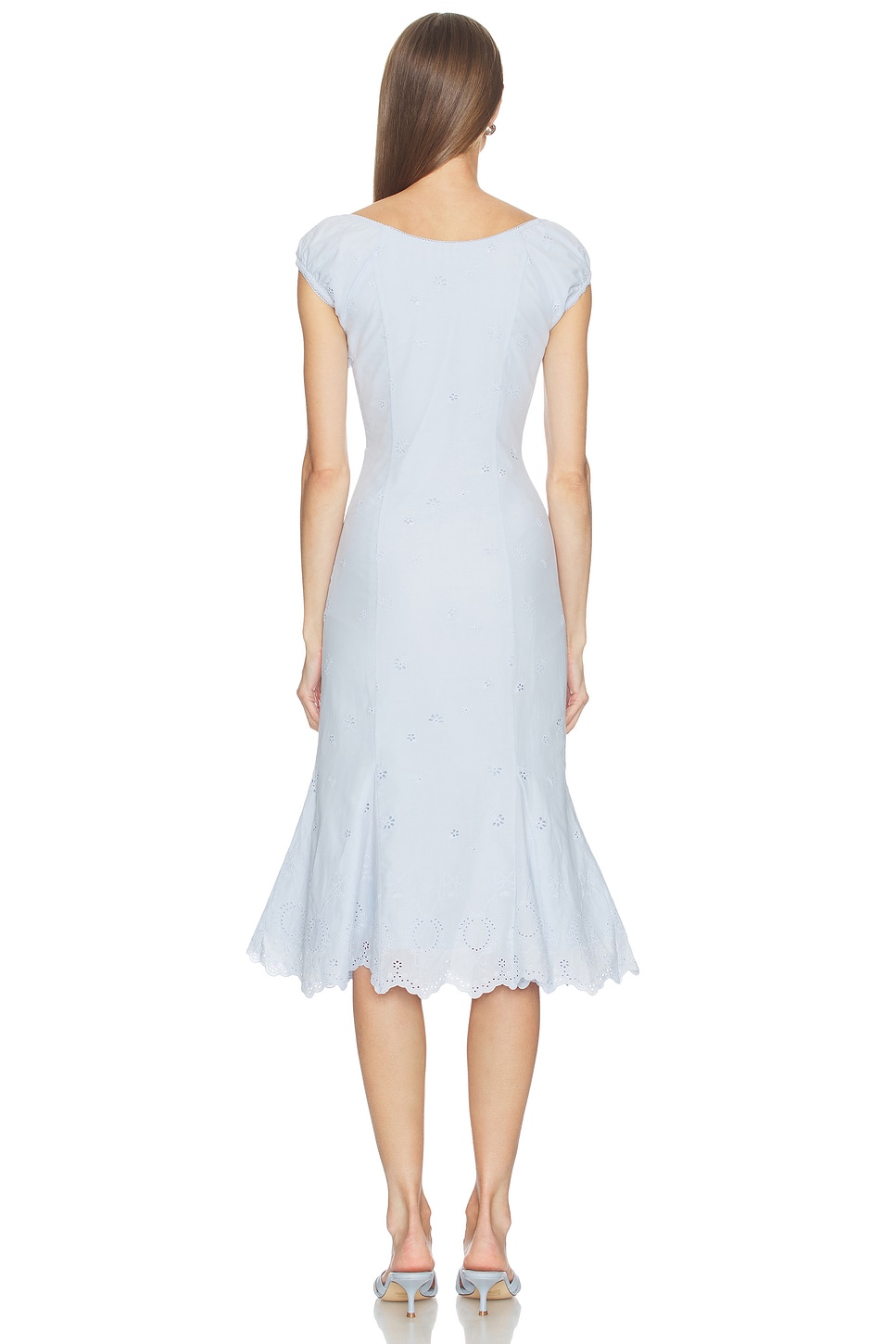 LOBA Bonita Eyelet Midi Dress in Light Blue | REVOLVE