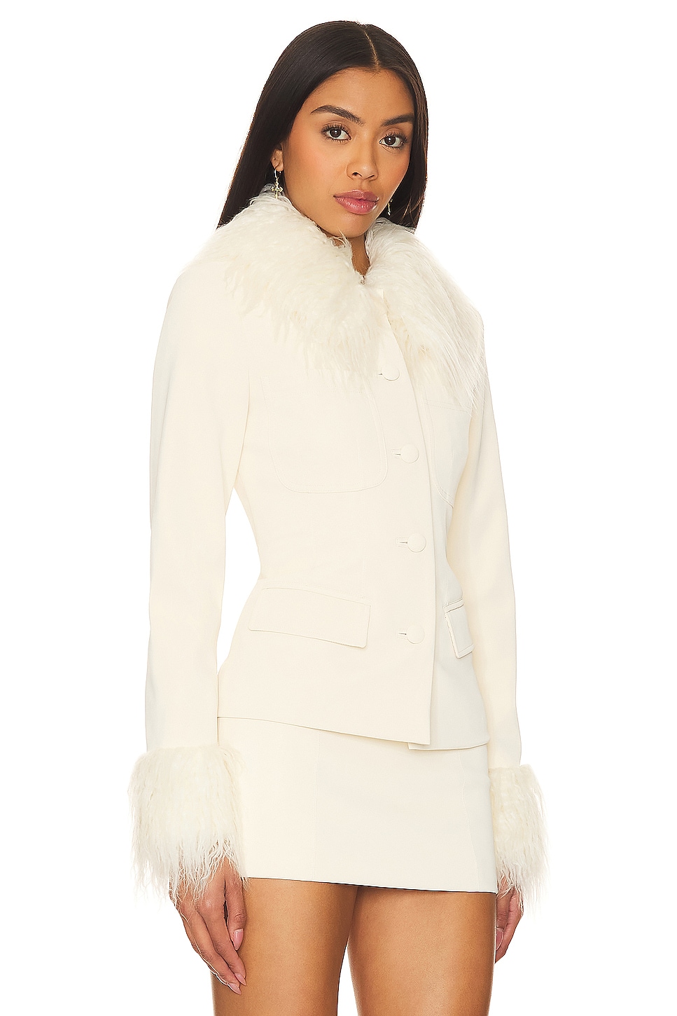 LOBA Anabella Faux Leather Jacket in Off White