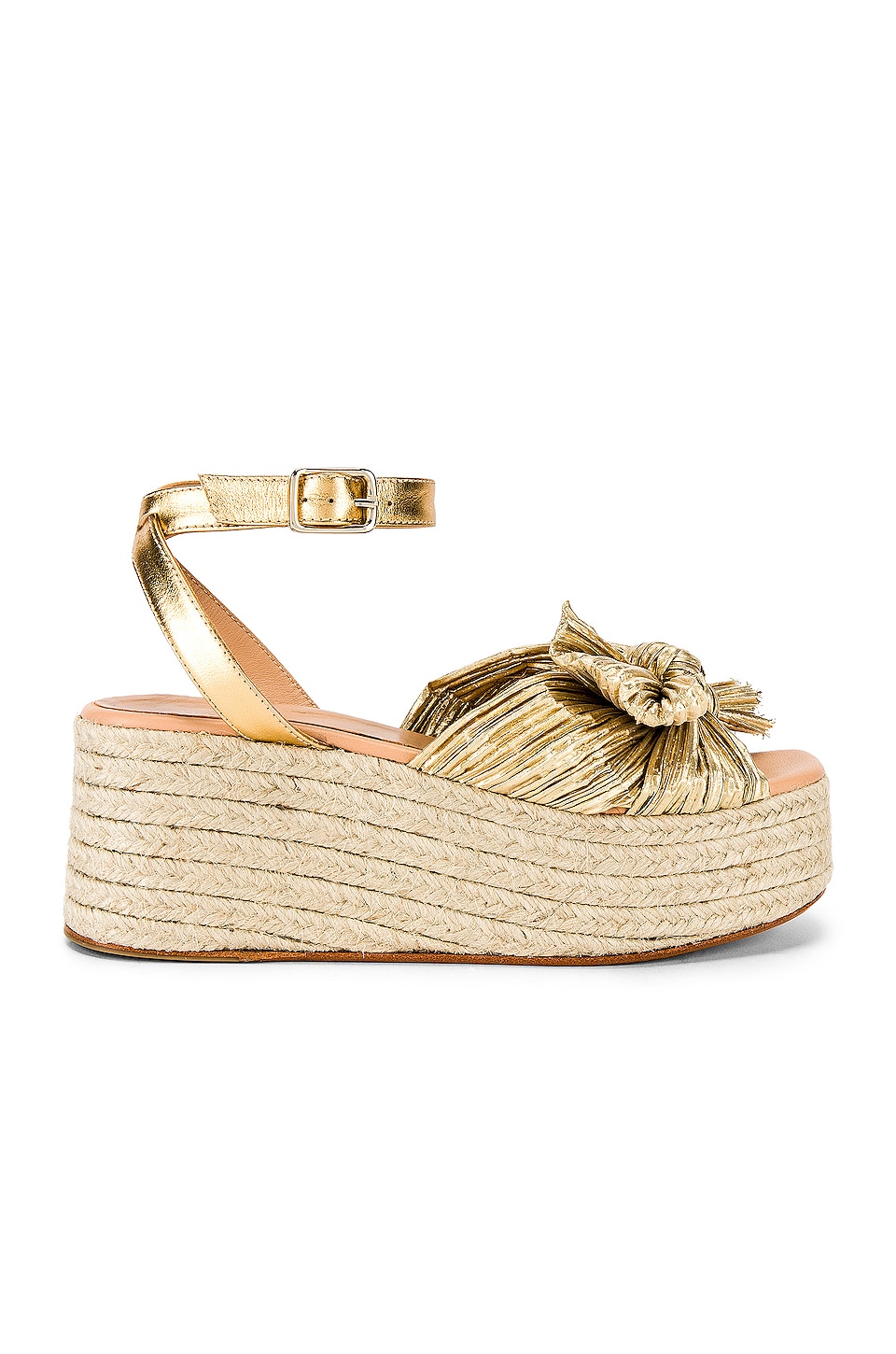 Loeffler Randall Pleated Knot Flatform Espadrille in Gold | REVOLVE
