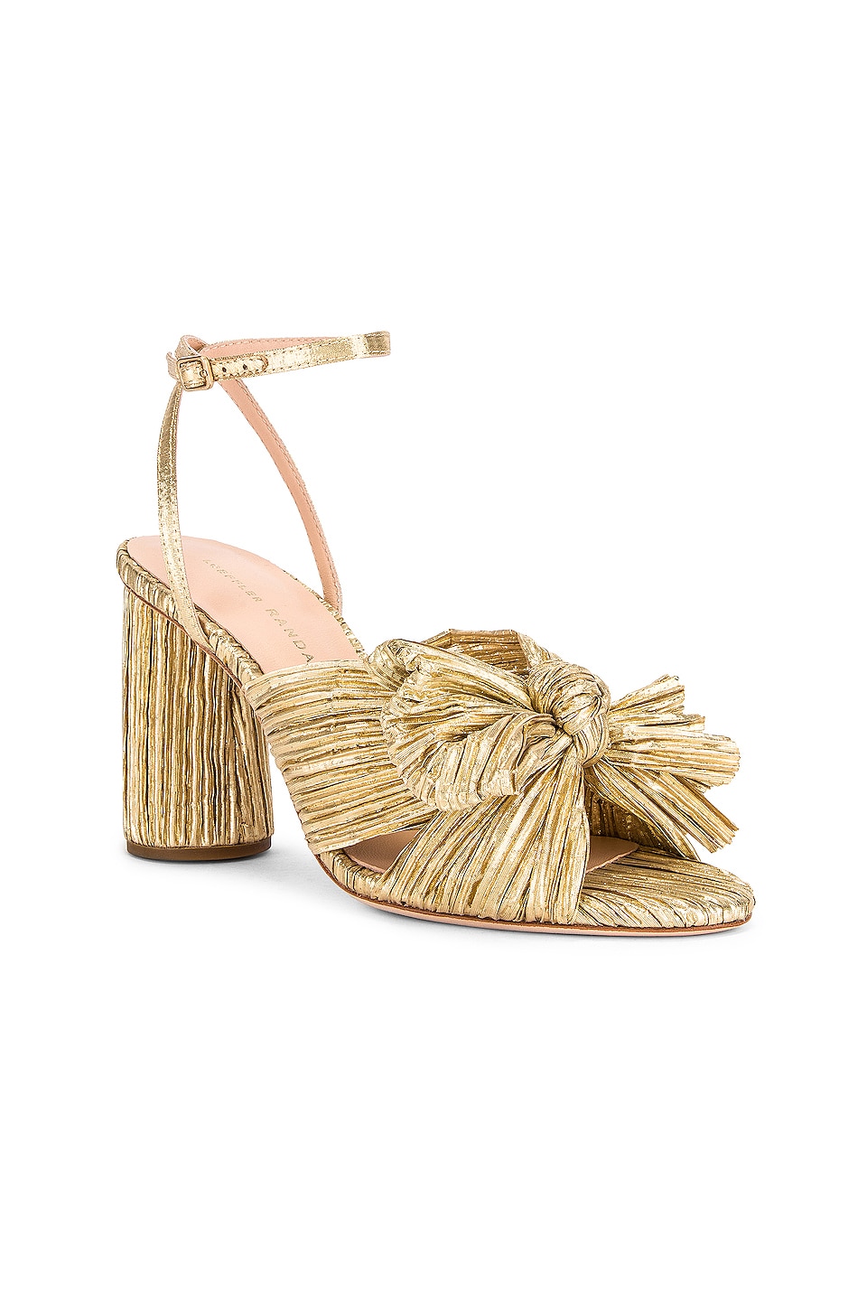 Loeffler Randall Camellia Bow Heel With Ankle Strap in Gold