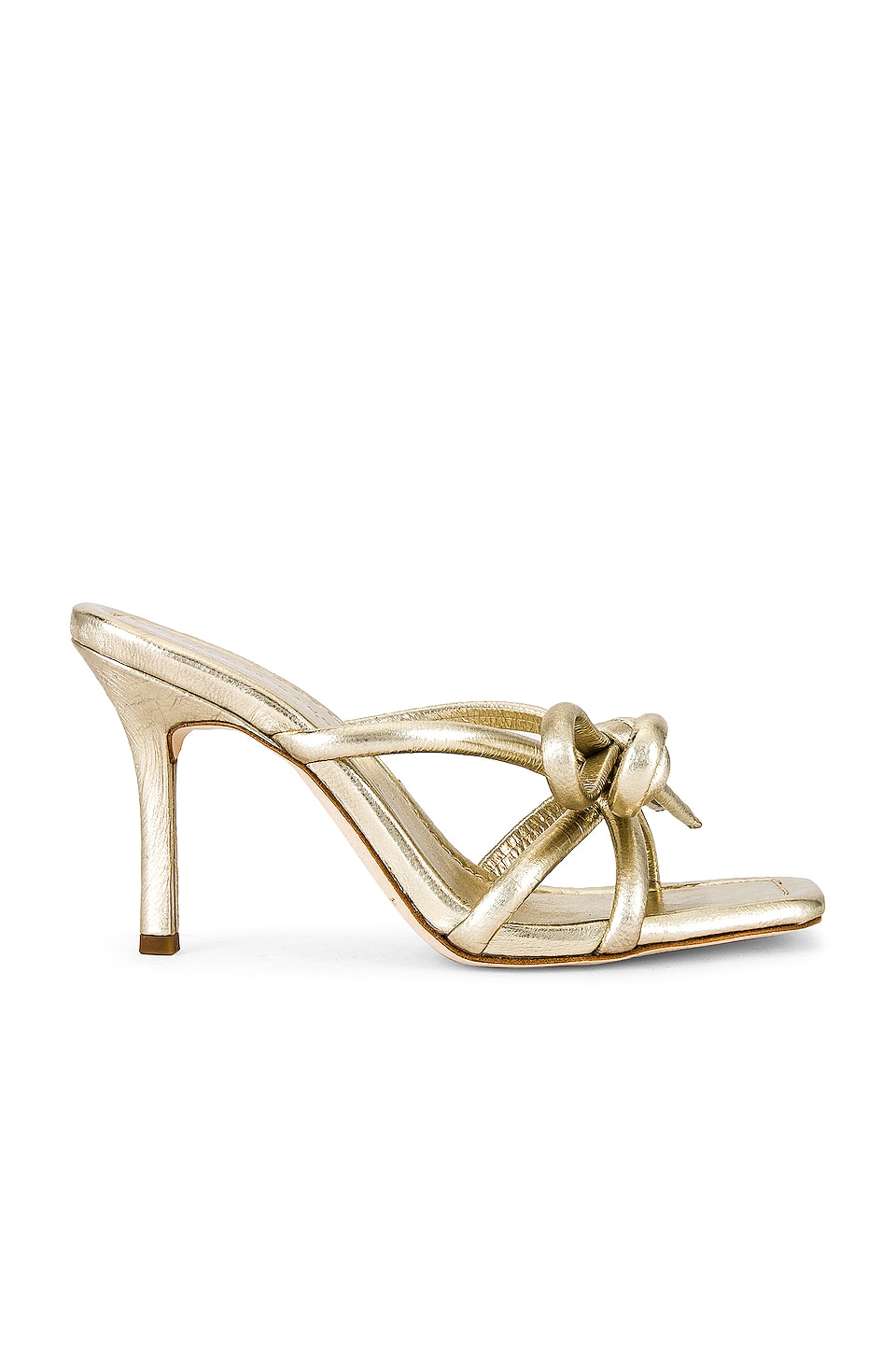 Loeffler Randall Margi Bow Mule in Champagne Crinkle Metallic | REVOLVE