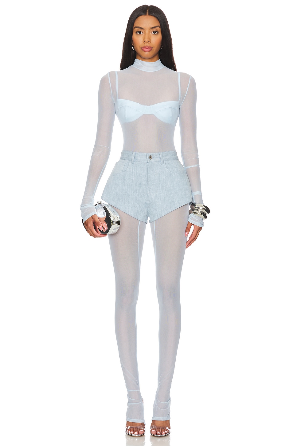 Mesh Mock Neck Catsuit