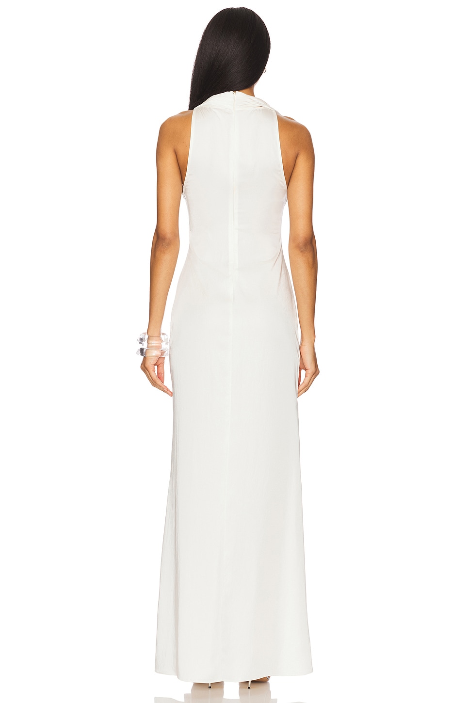 Lapointe Lightweight Satin Cowl Neck Gown in Cream