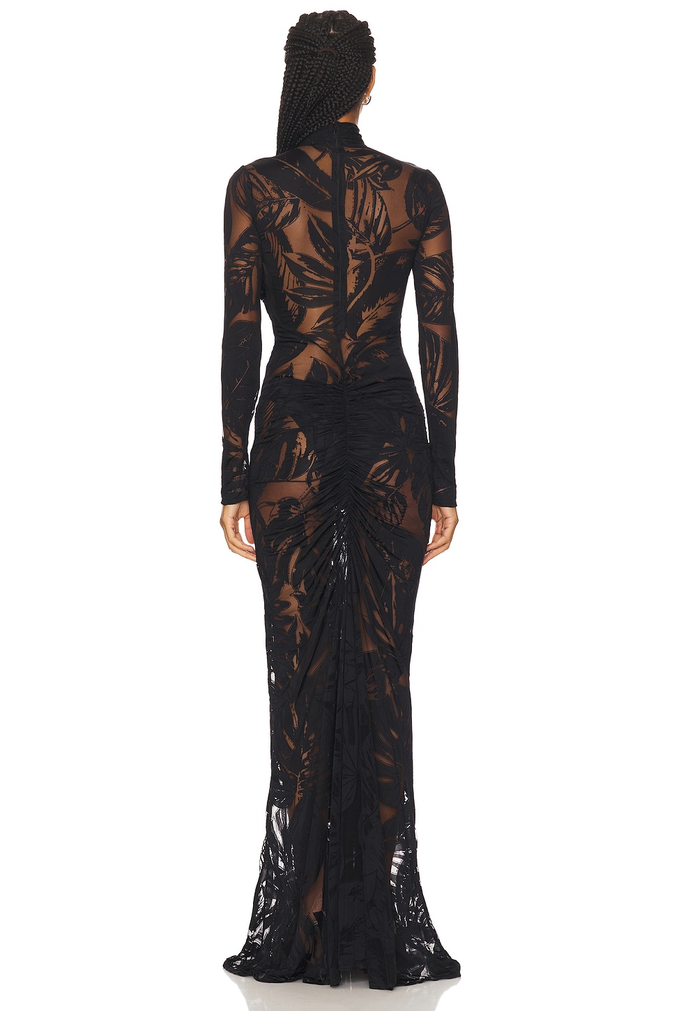 Burnout Jersey Halter Ruched Gown