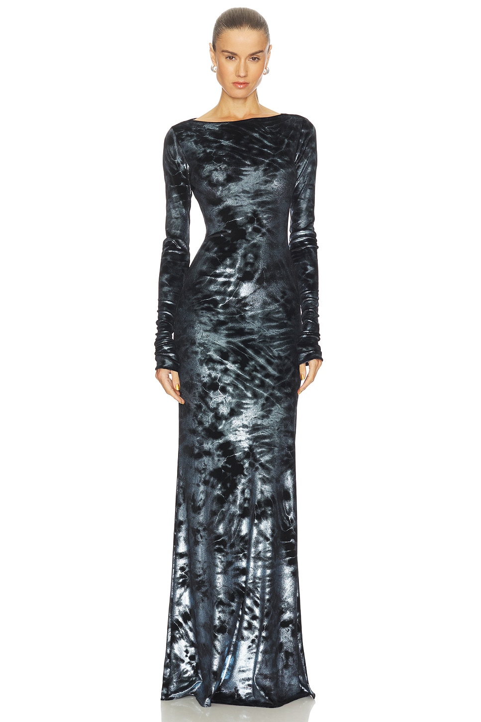 Velour Boatneck Gown