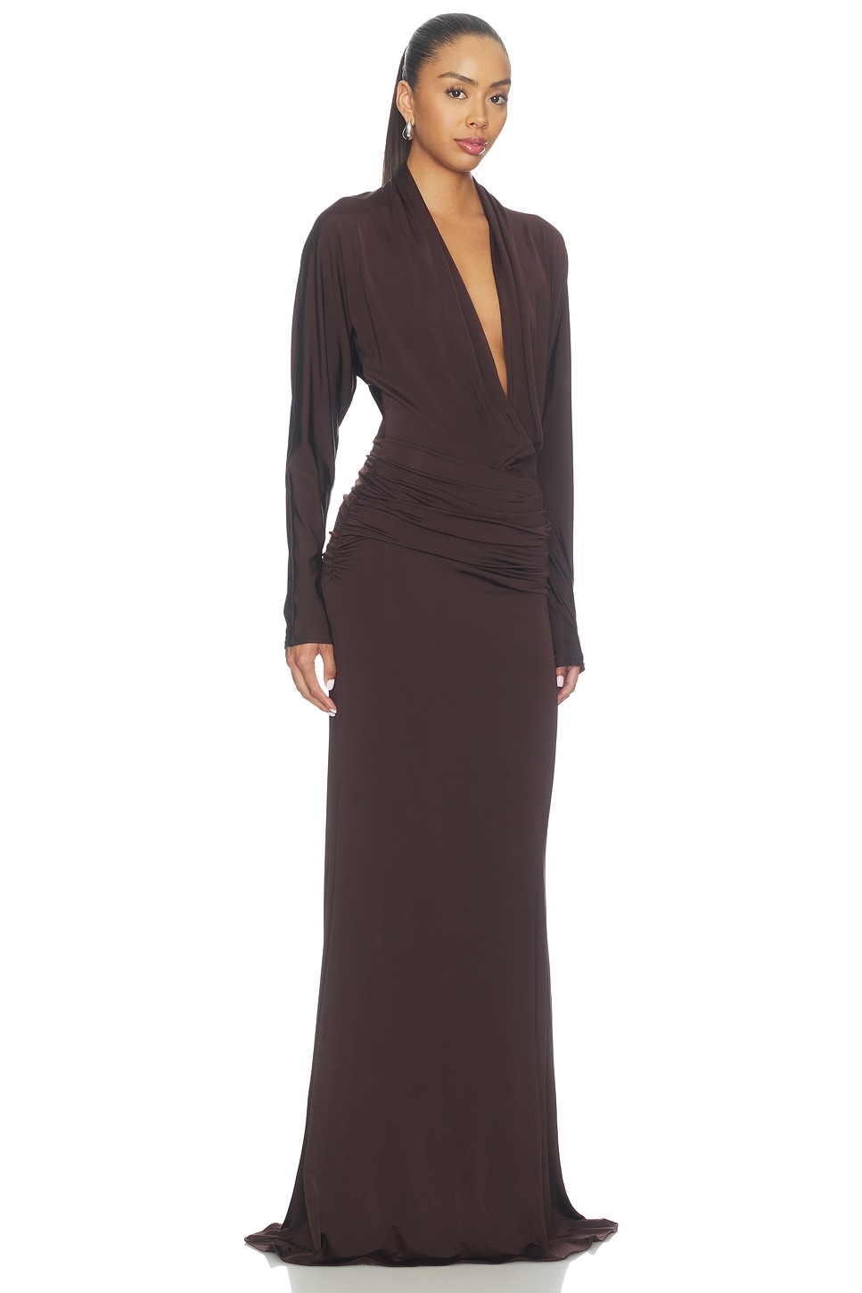 Printed Jersey Dolman Cowl Neck Gown - thumbnail 3