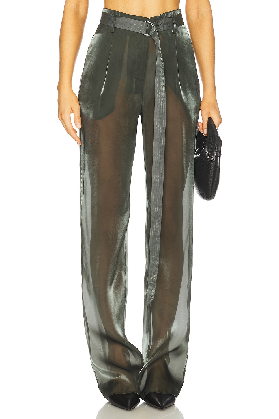 LAPOINTE Metallic Organza Belted Pant