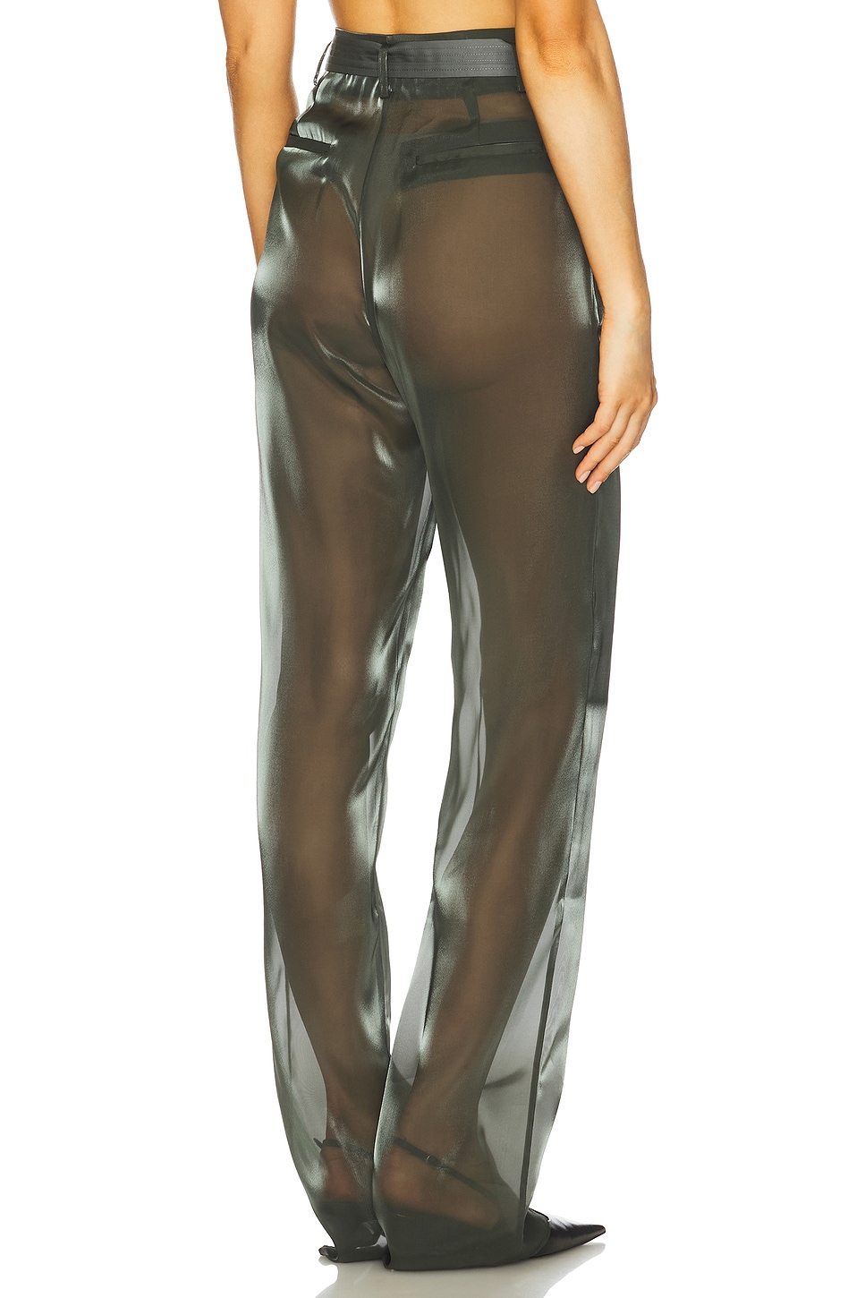 LAPOINTE Metallic Organza Belted Pant