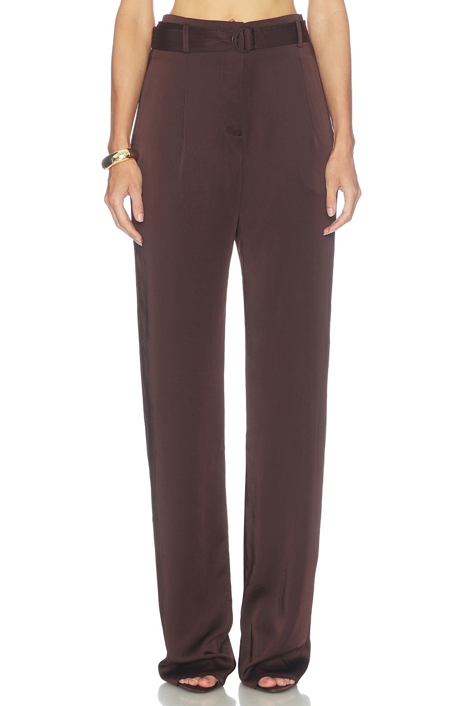 Lightweight Satin High Waisted Belted Pant - thumbnail 2