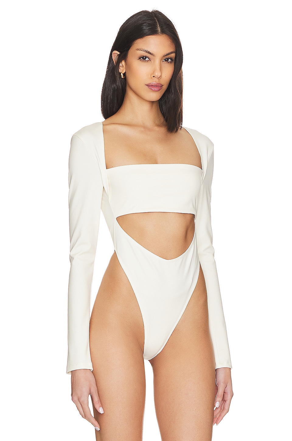LAPOINTE Stretch Scuba Long Sleeve Bandeau Bodysuit thumbnail