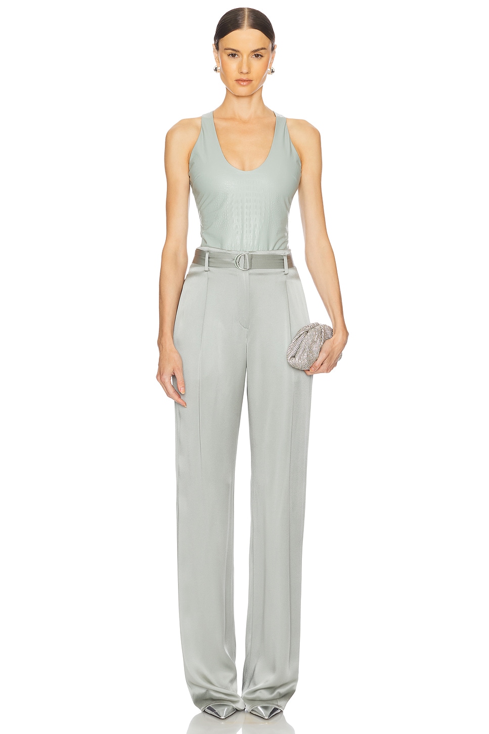 Croc Faux Leather Scoop Bodysuit - Thumbnail 5