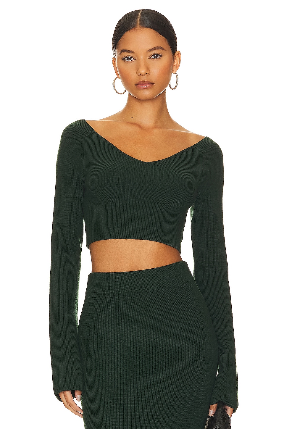 FWRD Renew Celine Crop Long Sleeve Top in Black