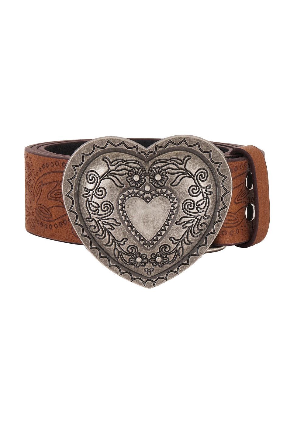 Lovers and Friends Heart Buckle Belt in Brown & Silver | REVOLVE