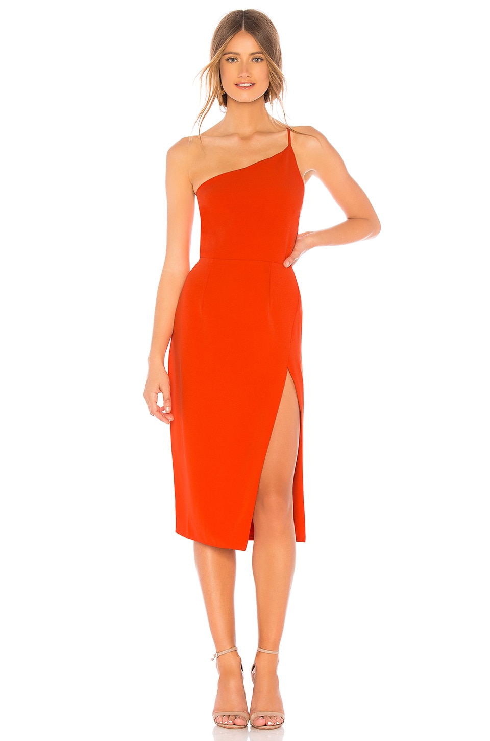 lazo midi dress in blood orange