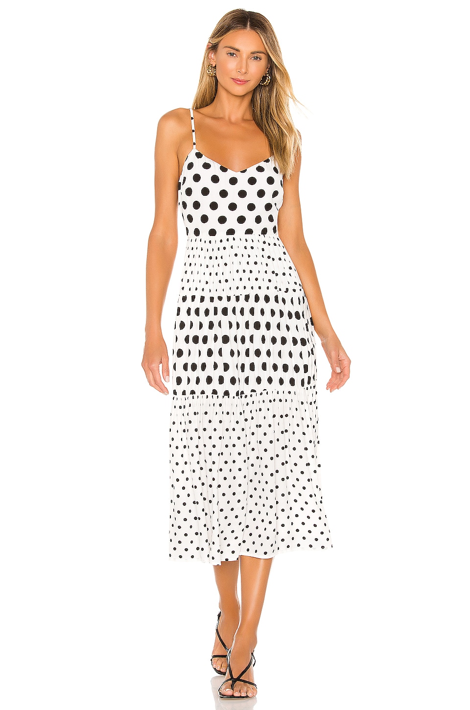 mixed polka dot midi dress