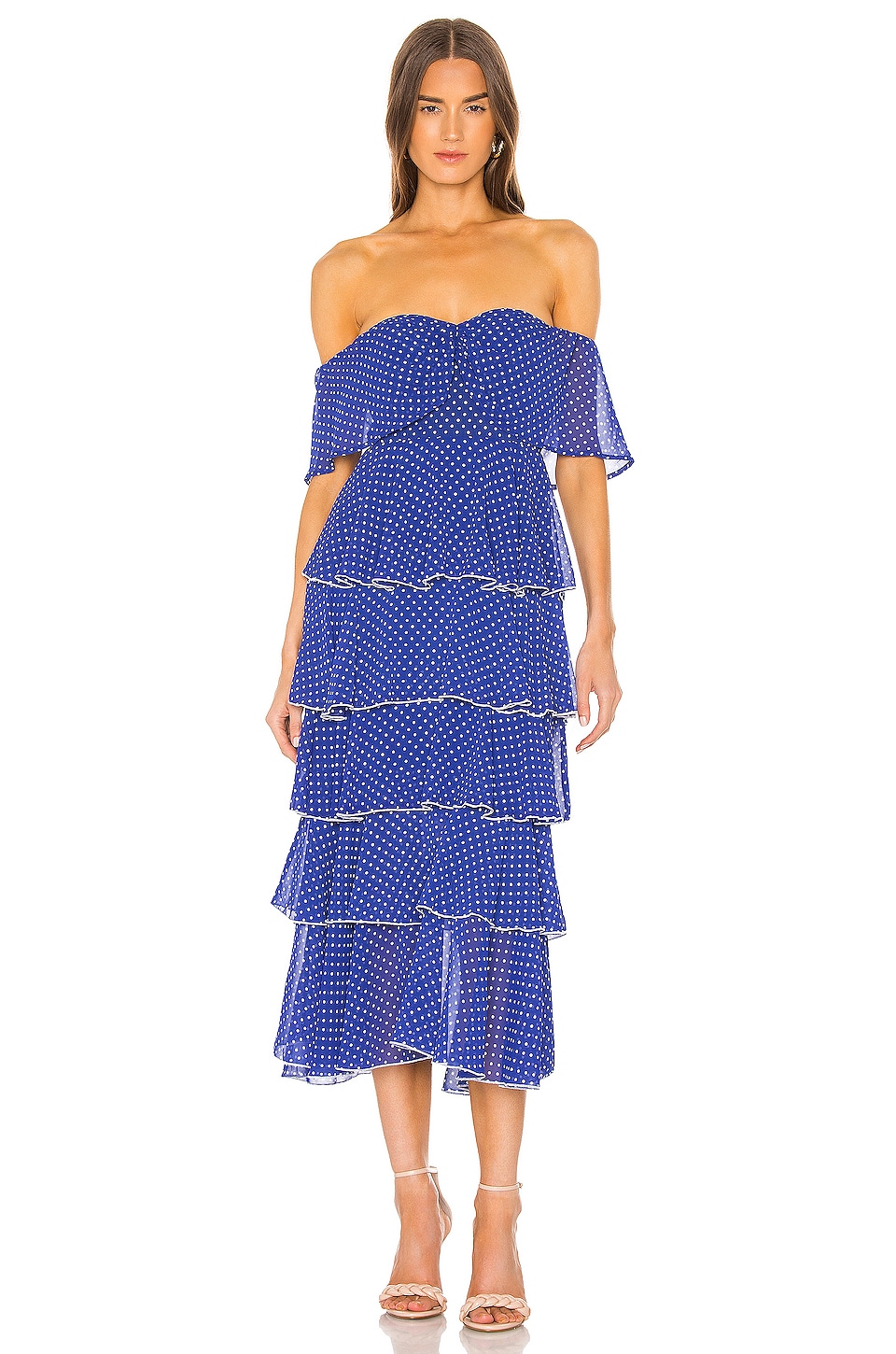 revolve blue polka dot dress