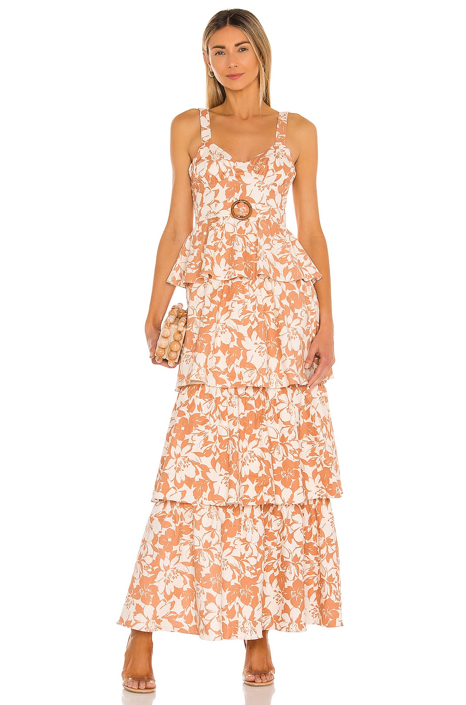Lovers and Friends Corey Maxi Dress in Caramel Brown Floral